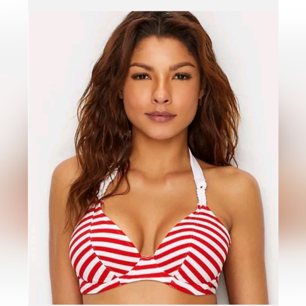 🆕Freya | 2 pc Striped Red & White Textured Bikini Women's Size Small